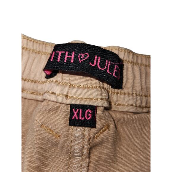 NWT With Jules Girls Loose Fit Side Pockets Khaki Pants Beige S - Picture 3 of 7